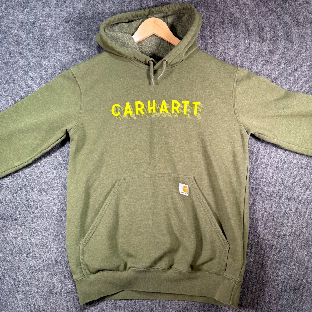 Carhartt Rain Defender Hoodie Mens Small Green Big Graphic Loose Fit Sweatshirt